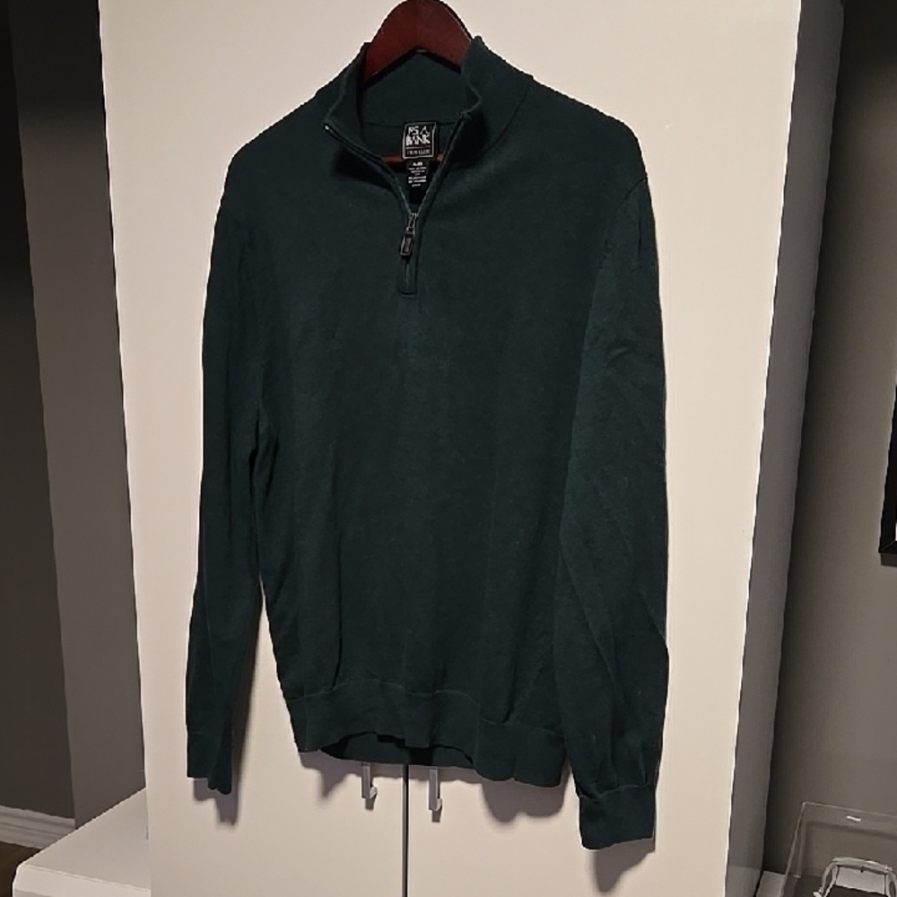 Jos. A. Bank Pima Cotton Forest Green Zip-Up Sweater